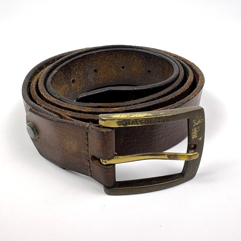 Alpine Swiss Distressed Hinged Belt‎ Mens Sz 40 Brown Dakota Leather Rugged
